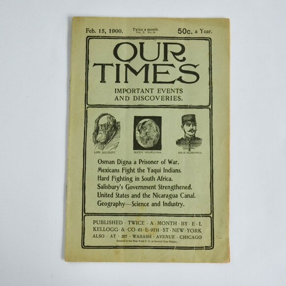 February 15 1900 Our Times Magazine Antique - Picture 1 of 6